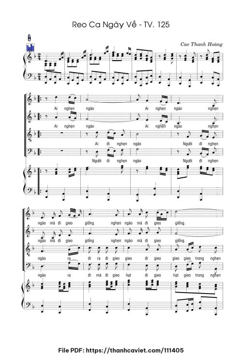 Reo ca ngày về - Cao Thanh Hoàng - trang 1