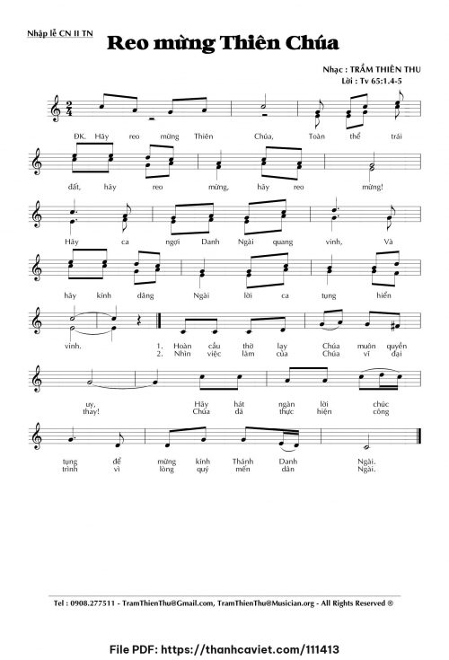 Reo mừng Thiên Chúa - Trầm Thiên Thu - trang 1