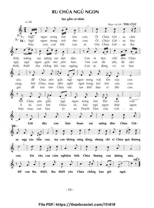Ru Chúa ngủ ngon - Sr. Thu Cúc - trang 1