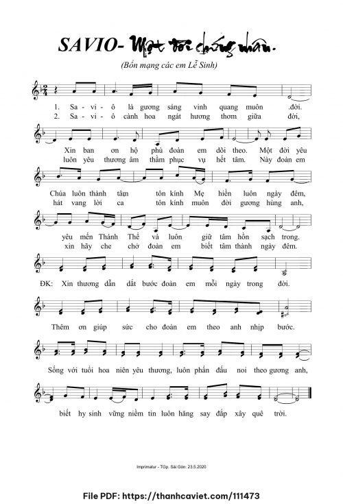 Savio – Một đời chứng nhân - Sr. Isave - trang 1