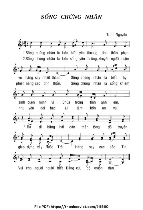 Sống chứng nhân - Sr. Trinh Nguyên - trang 1