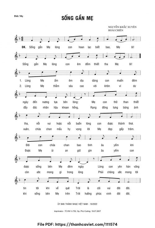 Sống gần Mẹ - Nguyễn Khắc Xuyên - Hoài Chiên - trang 1