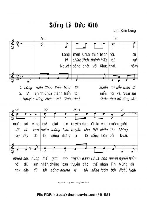 Sống là Đức Kitô - Lm. Kim Long - trang 1