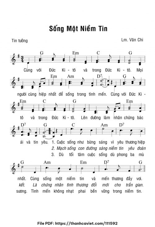 Sống một niềm tin - Lm. Văn Chi - trang 1