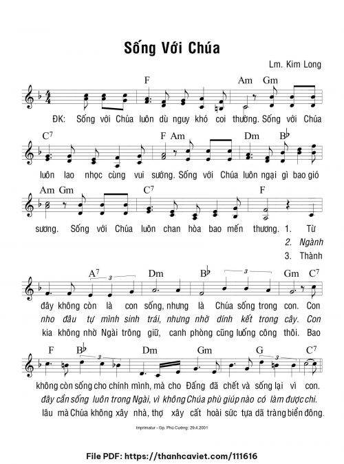 Sống với Chúa - Lm. Kim Long - trang 1