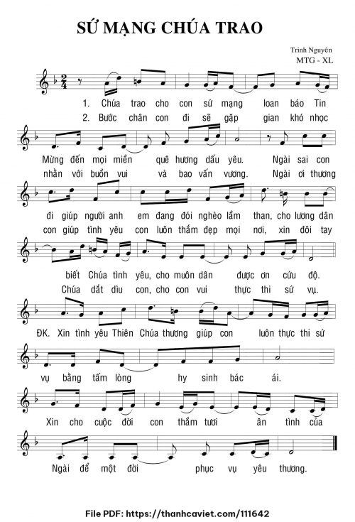 Sứ mạng Chúa trao - Sr. Trinh Nguyên - trang 1