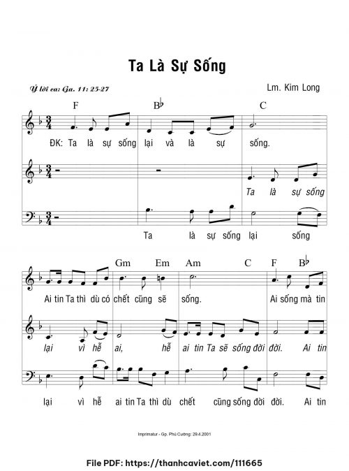 Ta là sự sống - Lm. Kim Long - trang 1