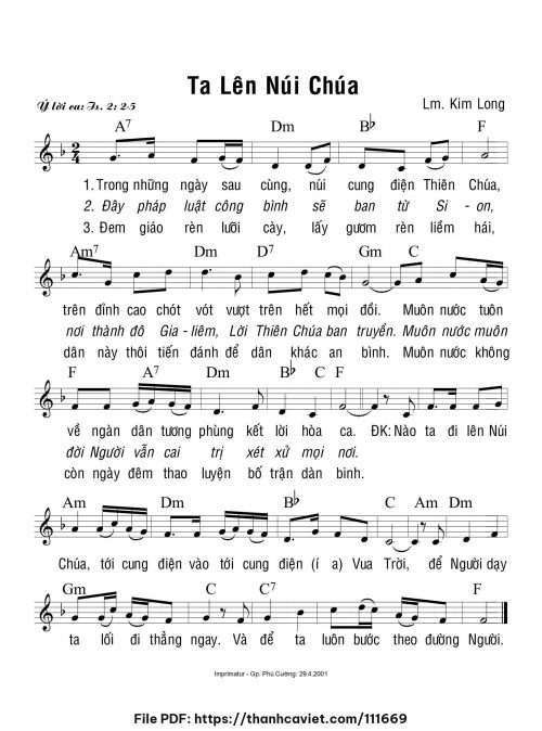Ta lên núi Chúa - Lm. Kim Long - trang 1
