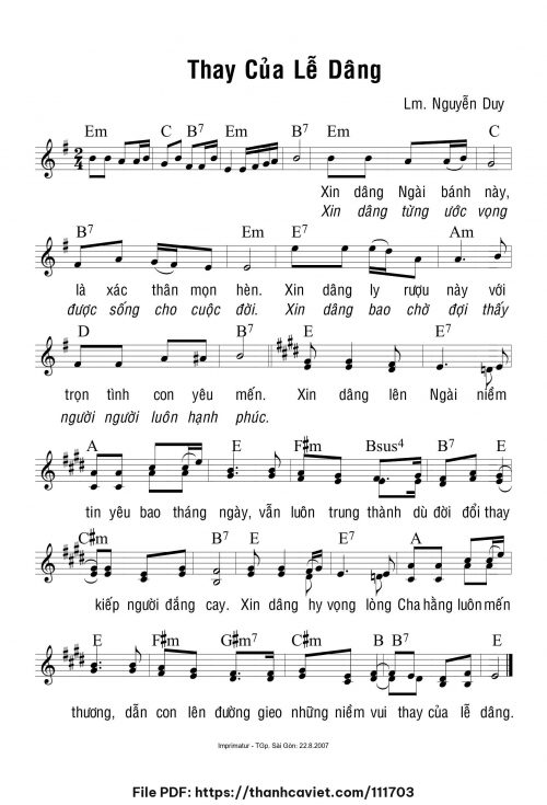 Thay của lễ dâng - Lm. Nguyễn Duy - trang 1