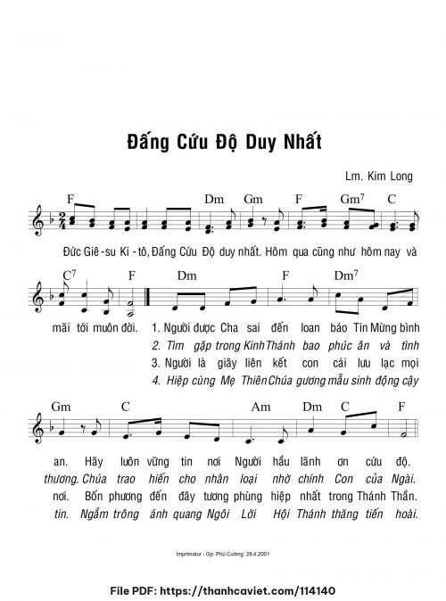 Đấng cứu độ duy nhất - Lm. Kim Long - trang 1