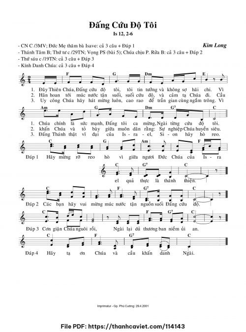 Đấng cứu độ tôi - Lm. Kim Long - trang 1