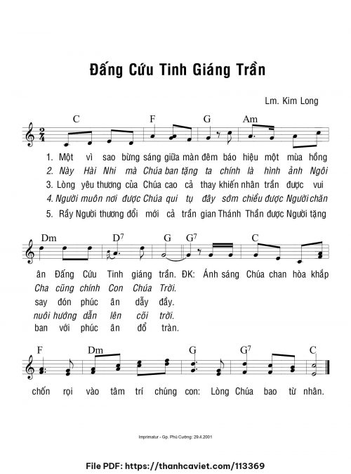 Đáng cứu tinh giáng trần - Lm. Kim Long - trang 1