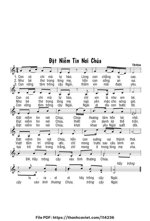Đặt niềm tin nơi Chúa - Sr. Têrêsa - trang 1