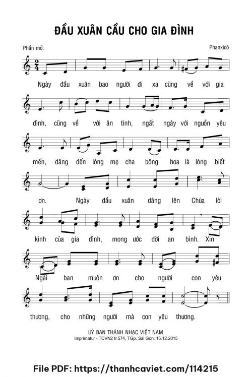 Đầu xuân cầu cho gia đình - Phanxicô - trang 1