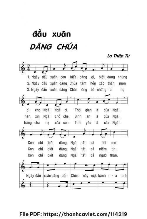 Đầu xuân dâng Chúa - Lm. La Thập Tự - trang 1