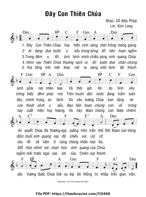 Đây Con Thiên Chúa - Lm. Kim Long - trang 1