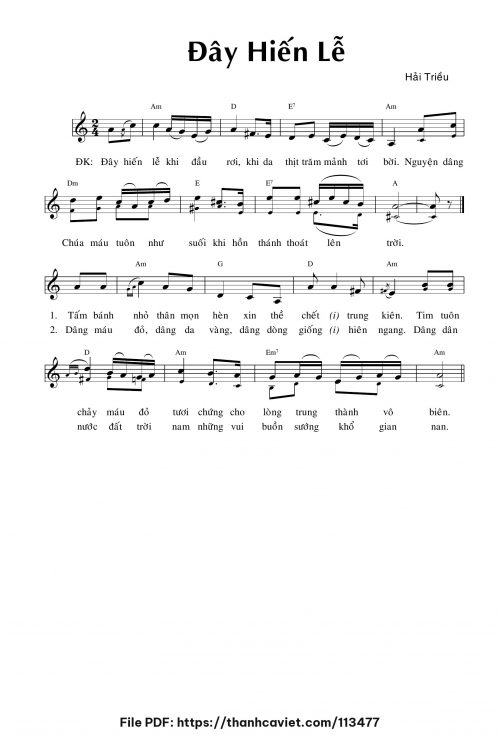 Đây hiến lễ - Hải Triều - trang 1