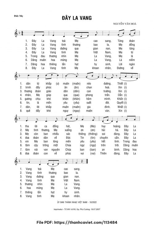 Đây La Vang - Gm. Nguyễn Văn Hòa - trang 1