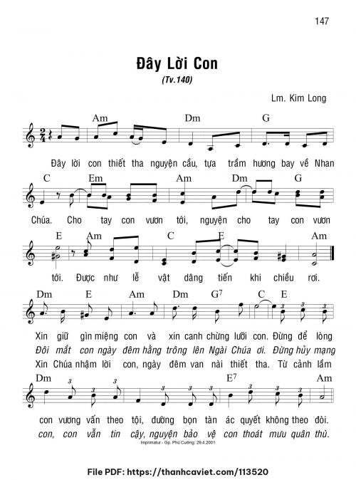 Đây lời con - Lm. Kim Long - trang 1