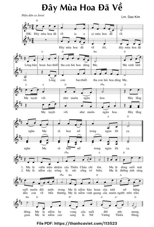 Đây mùa hoa đã về - Lm. Dao Kim - trang 1