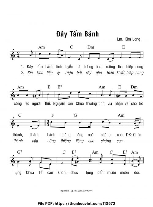 Đây tấm bánh - Lm. Kim Long - trang 1