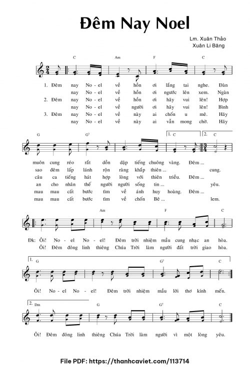 Đêm nay Noel - Lm. Xuân Thảo - ĐÔ. Xuân Ly Băng - trang 1