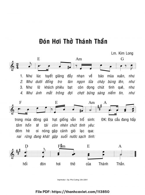 Đón hơi thở Thánh Thần - Lm. Kim Long - trang 1