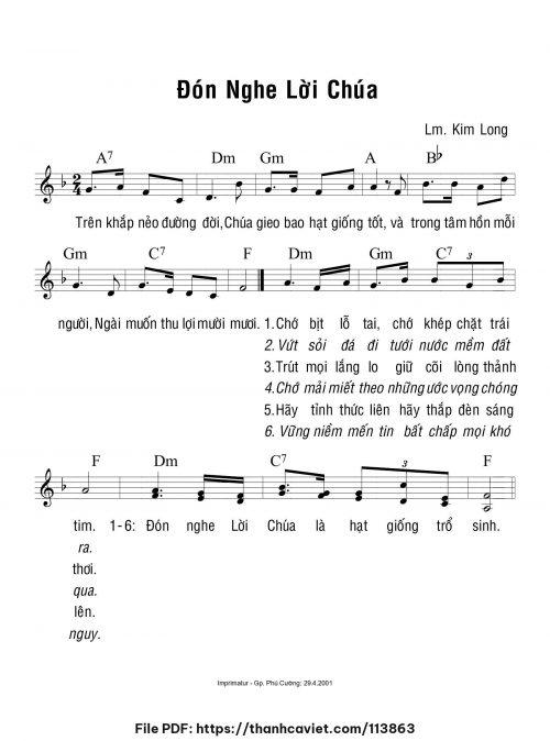 Đón nghe lời Chúa - Lm. Kim Long - trang 1