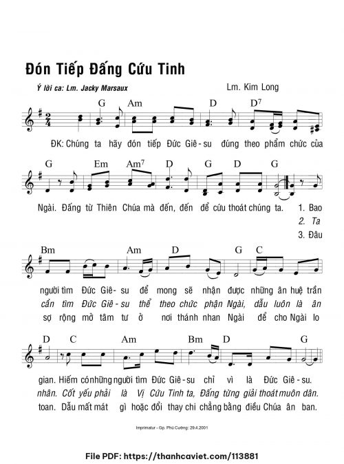 Đón tiếp Đấng cứu tinh - Lm. Kim Long - trang 1
