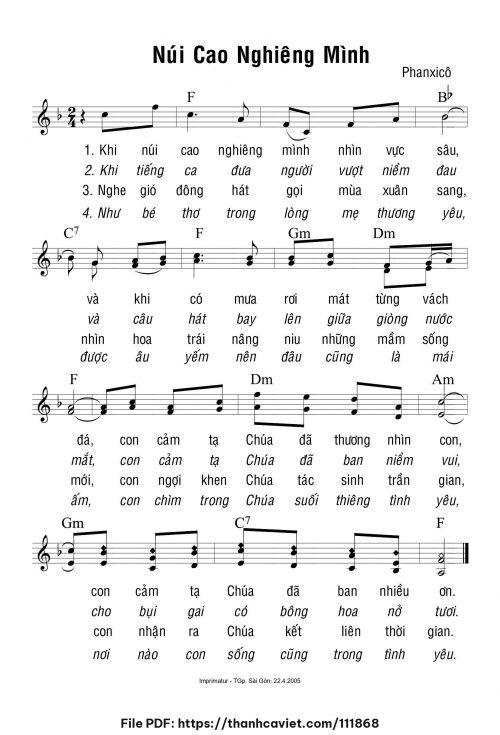 Núi cao nghiêng mình - Phanxicô - trang 1