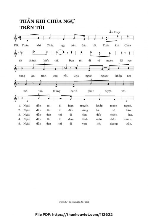 Thần khí Chúa ngự trên tôi - Ân Duy - trang 1