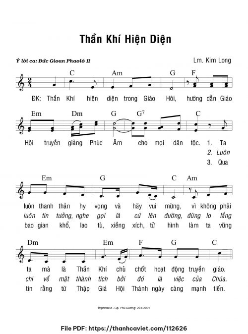 Thần Khí hiện diện - Lm. Kim Long - trang 1