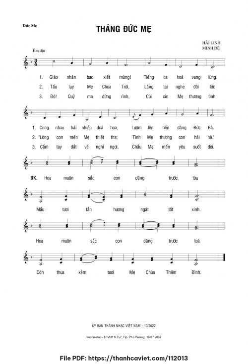 Tháng Đức Mẹ - Hải Linh - Minh Đệ - trang 1