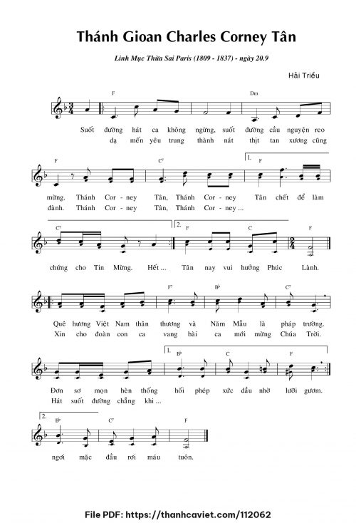 Thánh Gioan Charles Corney Tân - Hải Triều - trang 1