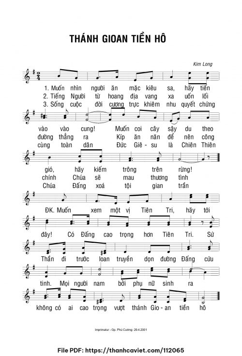 Thánh Gioan Tiền Hô - Lm. Kim Long - trang 1