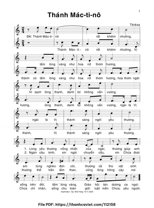 Thánh Mác-ti-nô - Sr. Têrêsa - trang 1