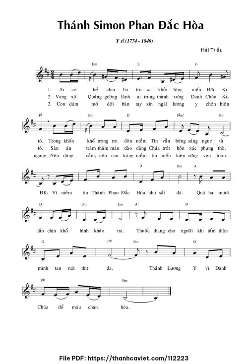 Thánh Simon Phan Đắc Hòa - Hải Triều - trang 1