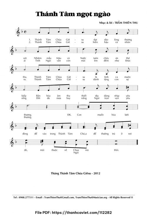 Thánh Tâm ngọt ngào - Trầm Thiên Thu - trang 1