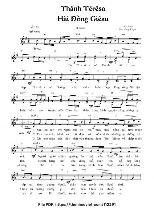 Thánh Têrêsa - Vô Danh - Liên Bình Định - trang 1