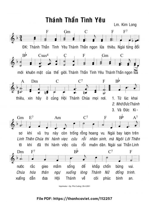 Thánh Thần tình yêu - Lm. Kim Long - trang 1