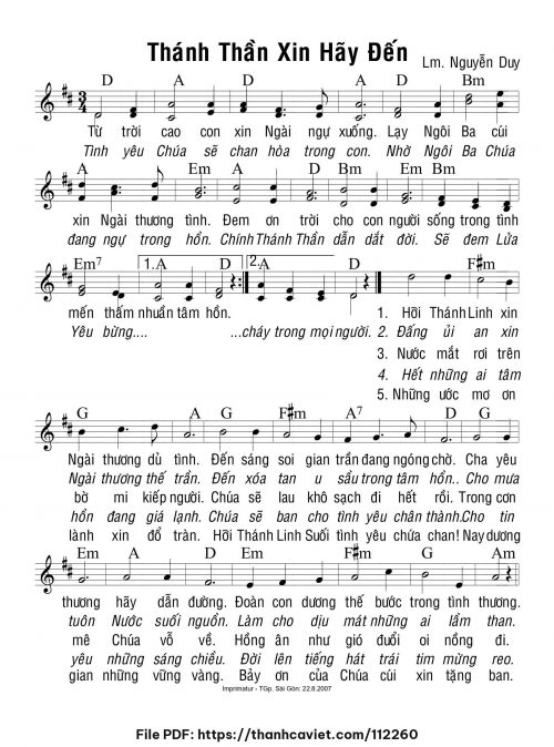 Thánh Thần xin hãy đến - Lm. Nguyễn Duy - trang 1