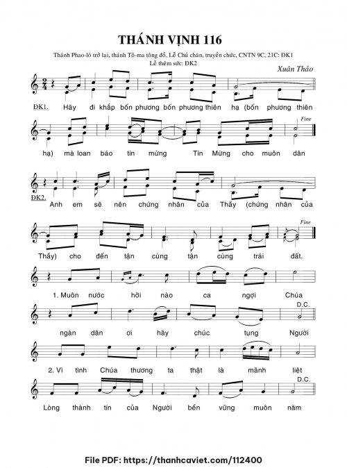 Thánh Vịnh 116 - Lm. Xuân Thảo - trang 1