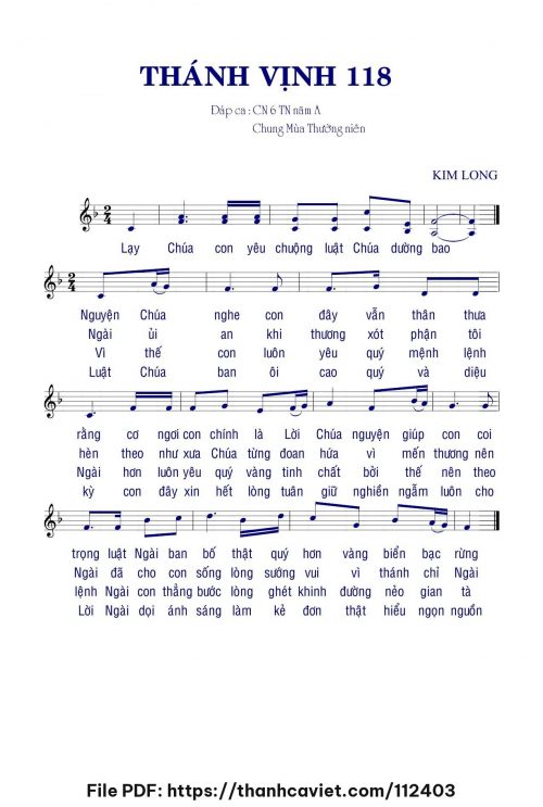 Thánh vịnh 118 - Lm. Kim Long - trang 1
