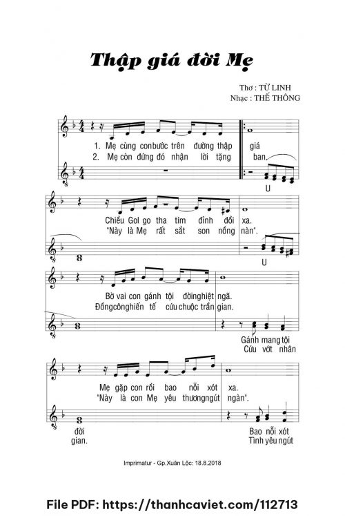 Thập giá đời Mẹ - Thế Thông - Ý thơ: Từ Linh - trang 1