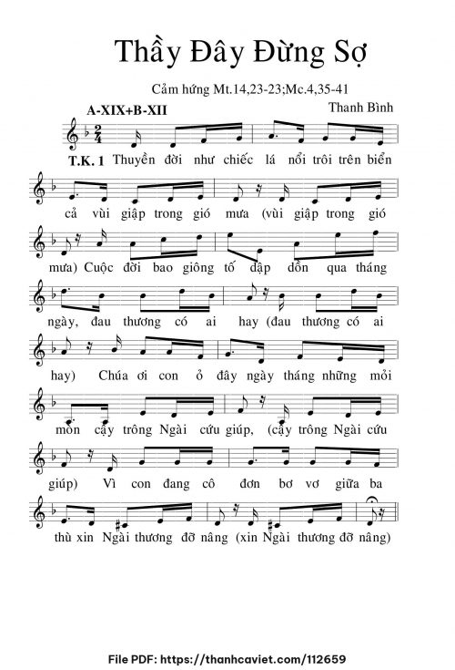 Thầy đây đừng sợ - Lm. Thanh Bình - trang 1