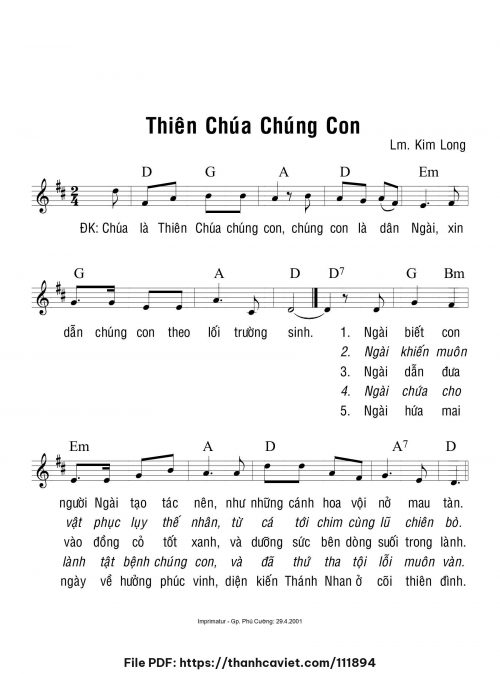 Thiên Chúa chúng con - Lm. Kim Long - trang 1