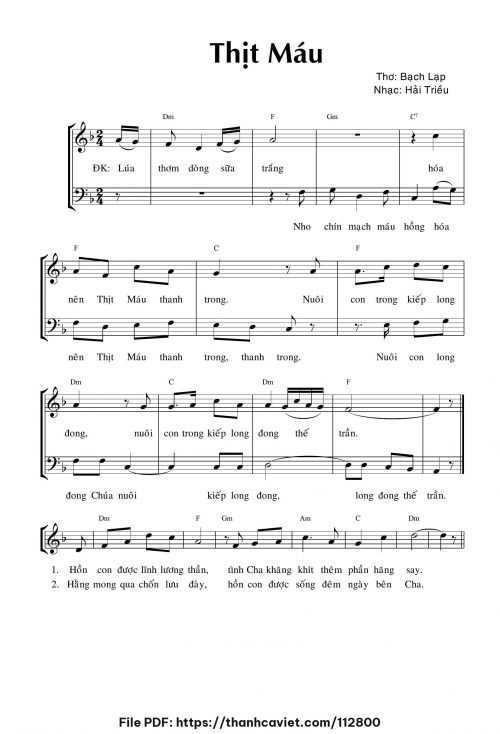 Thịt Máu - Hải Triều - Thơ: Bạch Lạp - trang 1