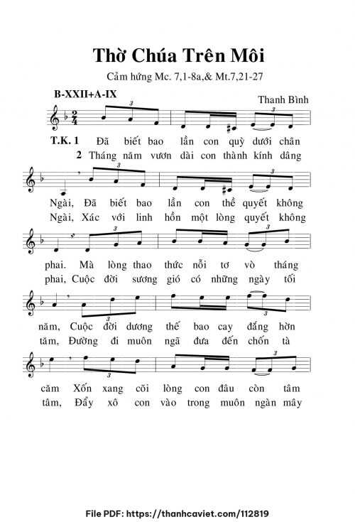 Thờ Chúa trên môi - Lm. Thanh Bình - trang 1