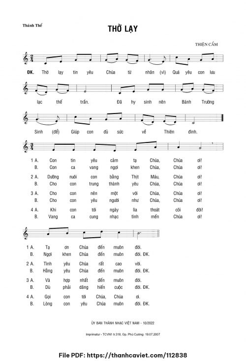Thờ lạy - Lm. Thiện Cẩm - trang 1