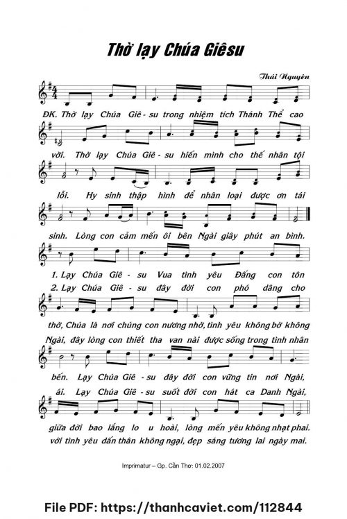Thờ lạy Chúa Giêsu - Lm. Thái Nguyên - trang 1